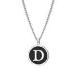Black Enamel Initial Pendant