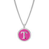 Pink Enamel Initial Pendant