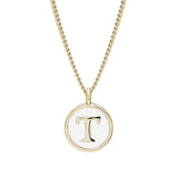 White Enamel Initial Pendant