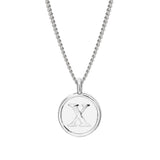 Rhodium Finish Sterling Silver White Enamel Initial Necklace on 18" Curb Chain - X