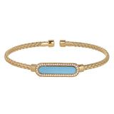 Basketweave Cuff Bracelet with Turquoise Stone