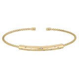 Polished Bar with Floating Stones Cable Cuff Bracelet