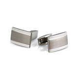 Stainless Steel Cufflinks W/Satined Center & Polish Edges