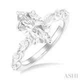3/4 ctw Marquise Shape Marquise and Round Cut Diamond Semi Mount Engagement Ring in 14K White Gold