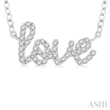 1/6 ctw 'love' Script Round Cut Diamond Necklace in 10K White Gold