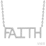 1/5 ctw 'FAITH' Block Round Cut Diamond Necklace in 10K White Gold