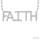 1/5 ctw 'FAITH' Block Round Cut Diamond Necklace in 10K White Gold