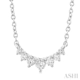 1/8 Ctw Graduated Petite Diamond Smile Necklace in 14K White Gold