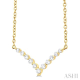 1/8 ctw Chevron Round Cut Diamond Petite Necklace in 14K Yellow Gold