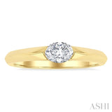 1/3 Ctw East-West Set Oval Cut Diamond Solitaire Fashion Ring in 14K Yellow Gold