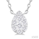 1/10 ctw Lovebright Petite Pear Shape Round Cut Diamond Fashion Pendant With Chain in 10K White Gold