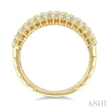 1 1/2 Ctw Wide Baguette and Round Cut Diamond Fashion Band in 14K Yellow Gold