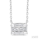 1/4 Ctw Fusion Baguette and Round Cut Diamond Pendant With Chain in 14K White Gold