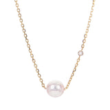 14K Yellow Gold Akoya Cultured Pearl & Diamond Station Necklace