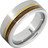 Barrel Aged Serinium® Ring with Bourbon Wood and 14K Gold Inlays