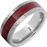 Barrel Aged Serinium® Ring with Cabernet Inlay and Moon Crater Finish