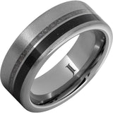 Shifting Sands - Rugged Tungsten White and Black Sand Inlay Ring