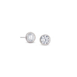 Platinum finish sterling silver martini set 6mm simulated diamond earrings