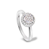 Platinum finish sterling silver micropave round ring with simulated diamonds -size 5