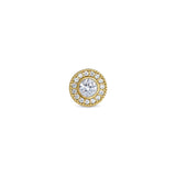 Gold Finish Finish Sterling Silver Micropave Round Simulated Light Amethyst/June Birthstone Charm with Simulated Diamonds