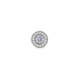 Platinum Finish Sterling Silver Micropave Round Simulated Light Amethyst/June Birthstone Charm with Simulated Diamonds