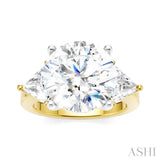 1 1/10 Ctw Circular Shape Trillion and Round Cut Diamond Semi-Mount Engagement Ring in 14K Yellow and White Gold