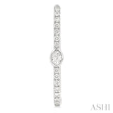 3/8 Ctw Oval and Round Cut Diamond Rectangular Fashion Hoop Earrings in 14K White Gold