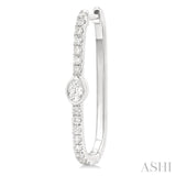 3/8 Ctw Oval and Round Cut Diamond Rectangular Fashion Hoop Earrings in 14K White Gold