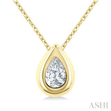 1/3 Ctw Bezel Set Pear Cut Diamond Bubble Fashion Pendant With Chain in 14K Yellow Gold