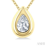 1/3 Ctw Bezel Set Pear Cut Diamond Bubble Fashion Pendant With Chain in 14K Yellow Gold