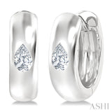 1/4 Ctw Bezel Set Pear Cut Diamond Fashion Huggie Earrings in 14K White Gold