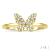 1/6 Ctw Butterfly Motif Round Cut Diamond Petite Fashion Ring in 10K Yellow Gold