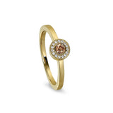 Gold Finish Sterling Silver Micropave Round Simulated Citrine Ring with Simulated Diamonds Size 8