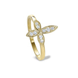 Gold Finish Sterling Silver Micropave Marquis Cross Ring with Simulated Diamonds - size 8