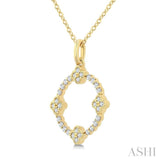 1/4 Ctw Clover Leaf Circle Round Cut Diamond Pendant With Chain in 10K Yellow Gold