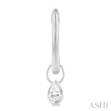1/3 Ctw Bezel Set Pear Cut Diamond Huggie Earrings in 14K White Gold
