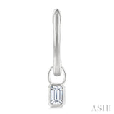 1/3 Ctw Bezel Set Emerald Cut Diamond Huggie Earrings in 10K White Gold
