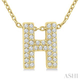 1/8 Ctw Bubble Accent Initial 'H' Round Cut Diamond Fashion Pendant With Chain in 10K Yellow Gold