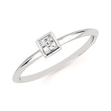 10k White Gold Princess Stackable Diamond Fashion Ring