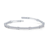 Sterling Silver Flexible Bracelet with CZ Accents