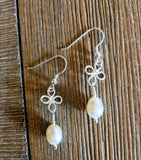 Sterling Silver Daisy Pearl Earrings