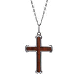 Stainless Steel & Wooden Rounded Cross- 20