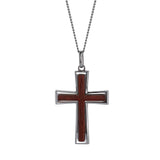 Stainless Steel Tapered Wooden Cross- 20in Chain