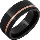 Black Ceramic Ring with Rose Gold Inlay