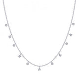 Sterling Silver Stationed Star and Circle Necklace