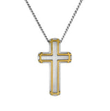 Stainless Steel Cross with Gold Plated Bands- 24in Chain