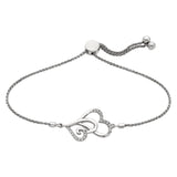 Sterling Silver Double Heart Bracelet with White Topaz