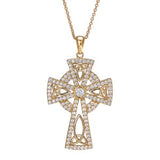 Sterling Silver Micropave Celtic Cross with Gold Finish