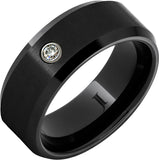 Black Cermic Ring with Diamond