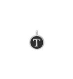 Sterling Silver "T" Charm with Black Enamel Background